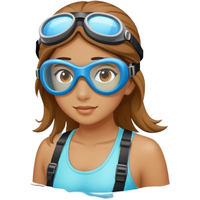 Girl  with goggles by water emoji