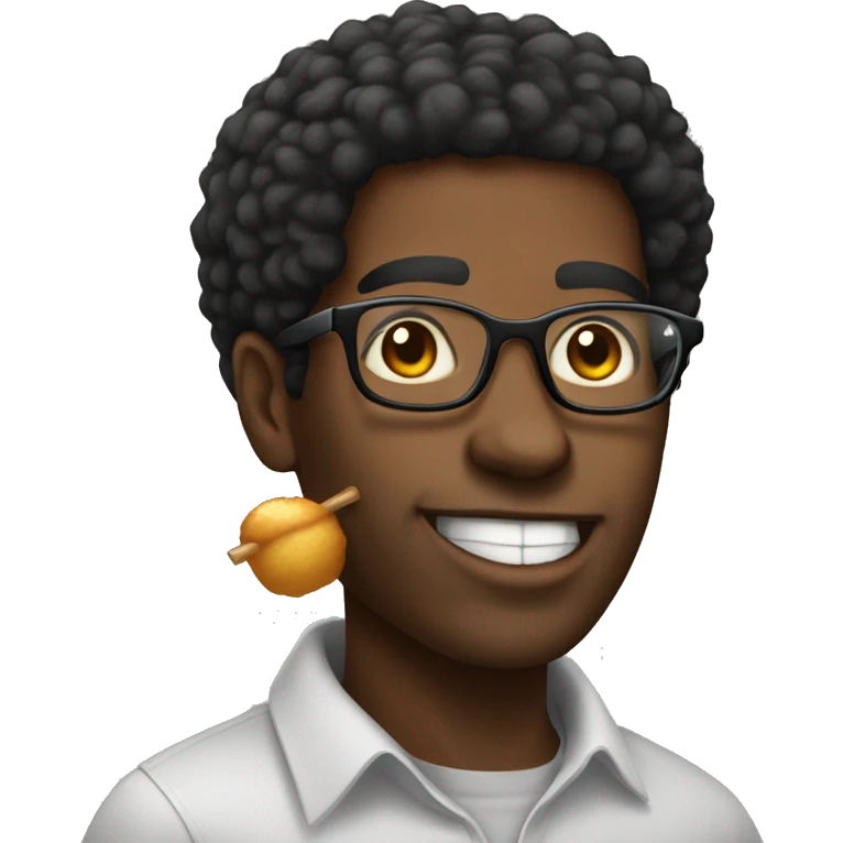 african American male, glasses, black taper afro, eating honey bun emoji