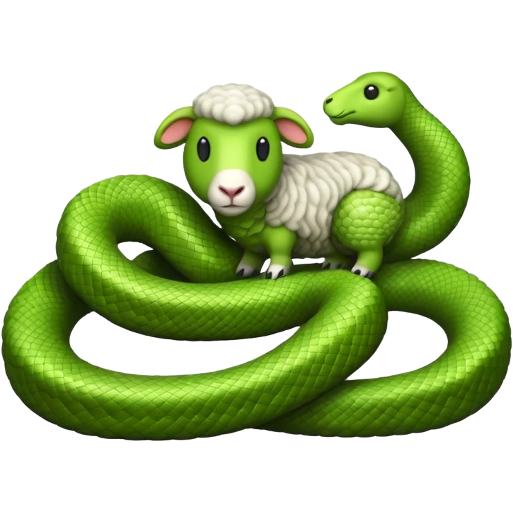 Snake wrapped around sheep emoji