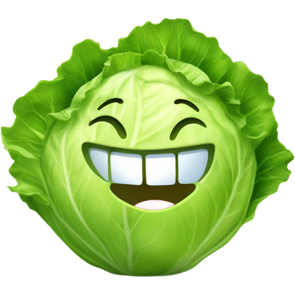 lettuce with a happy face holds a mirror in his hand and looks at it emoji