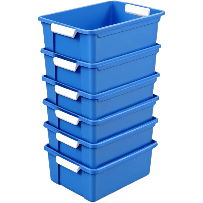 stackable plastic parts bin blue emoji