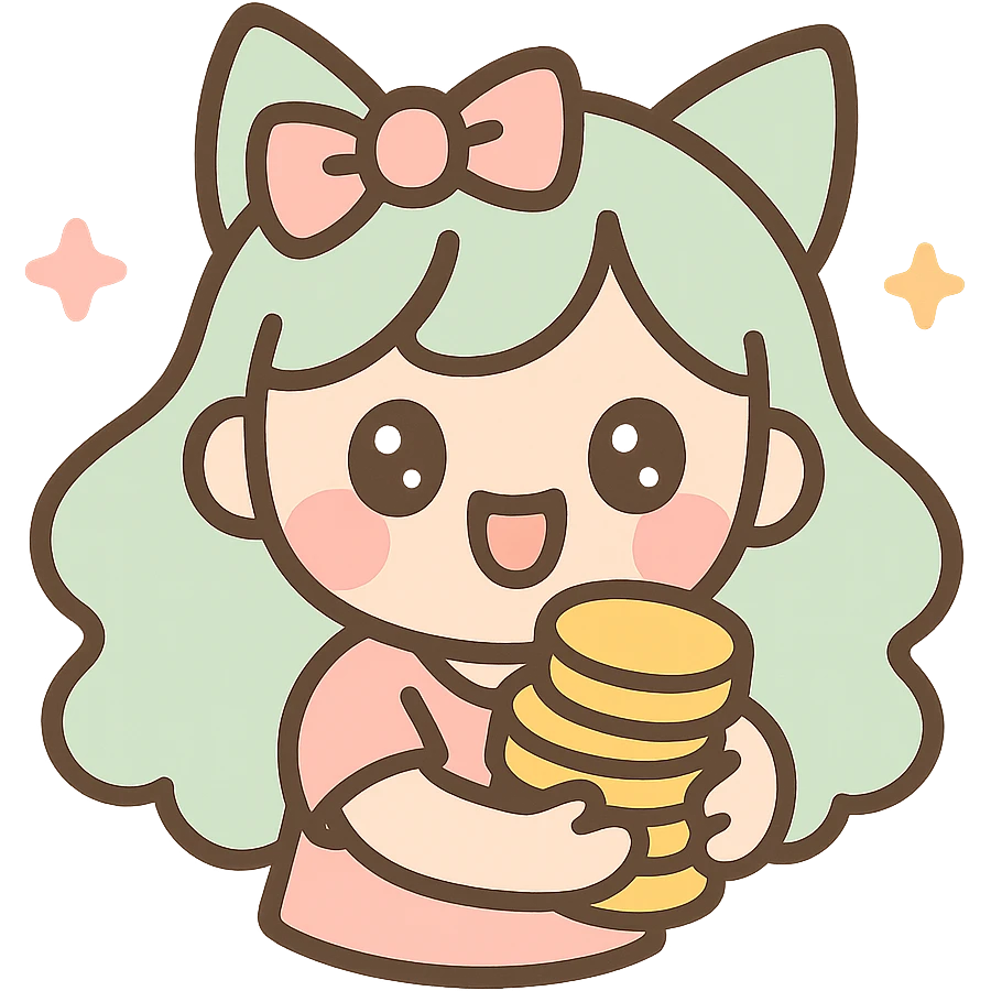anime style icon representing greed, with a character clutching gold or money emoji