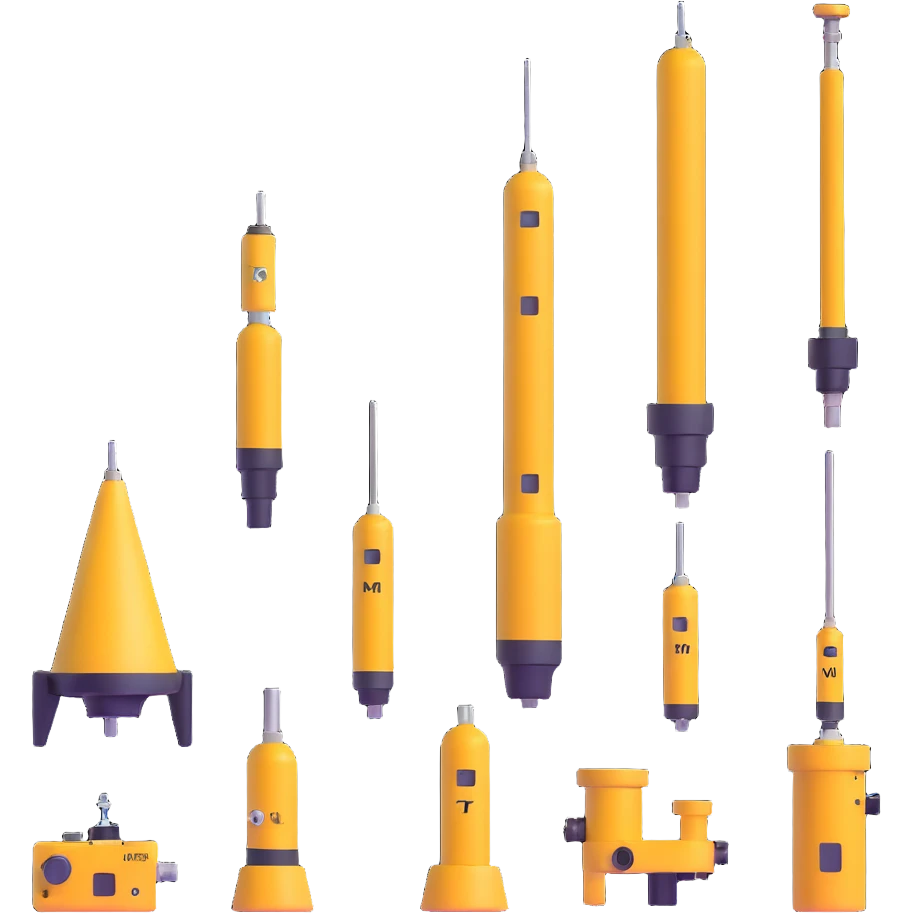 Collection of marine geology equipment including gravity corers, CTD sensors, and multi-beam sonar devices emoji
