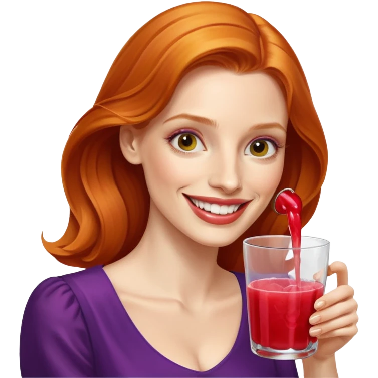 Jessica Chastain, making fruit punch emoji