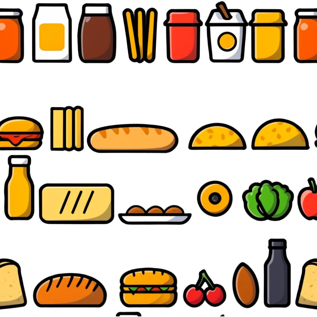 food items lined up in a row emoji