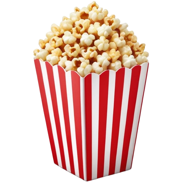 ultra simplified caramel popcorn box with red and white stripes, very few details, geometric style, Apple emoji aesthetic emoji