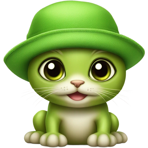 Kitten wearing frog hat emoji