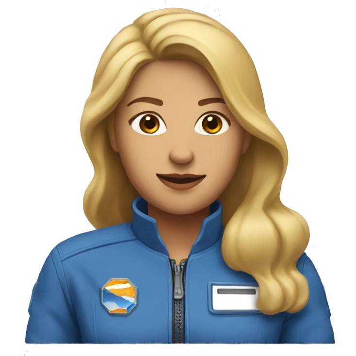 Honey blonde woman in blue helmet and blue flight jumpsuit  emoji