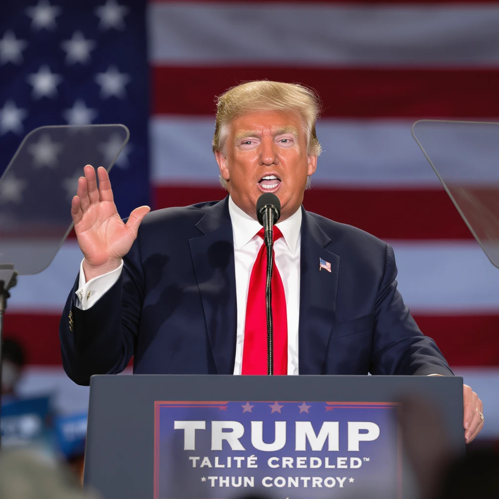 Donald Trump speaking at a rally emoji