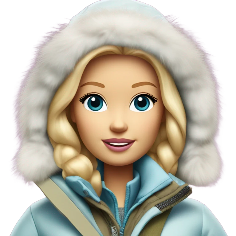 Blonde polar explorer Barbie wearing a parka  emoji