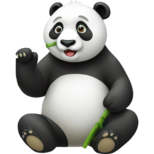 Panda eating bamboo while it's the bamboo enzyme emoji