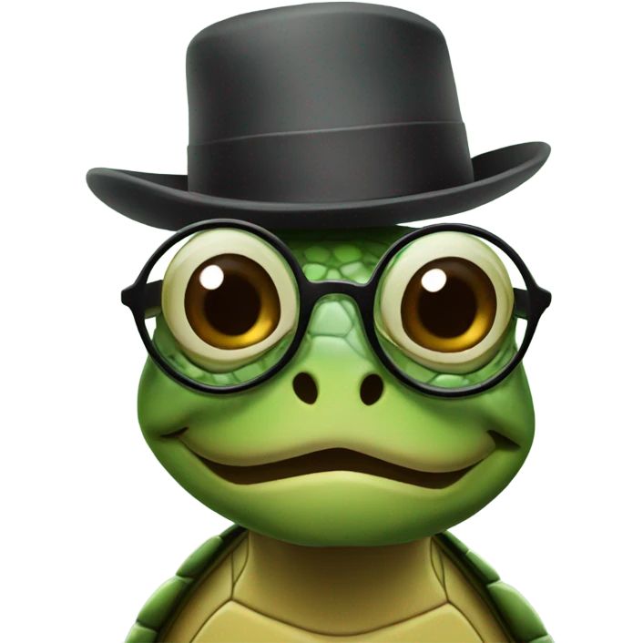 Turtle wearing hat and glasses emoji