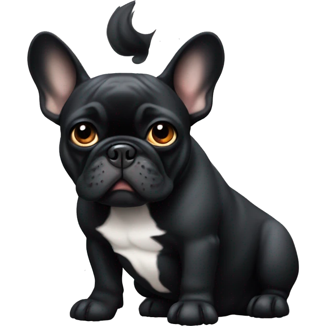 French Bulldog black looking evil emoji