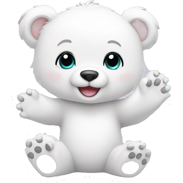 cute white bear cub waving emoji