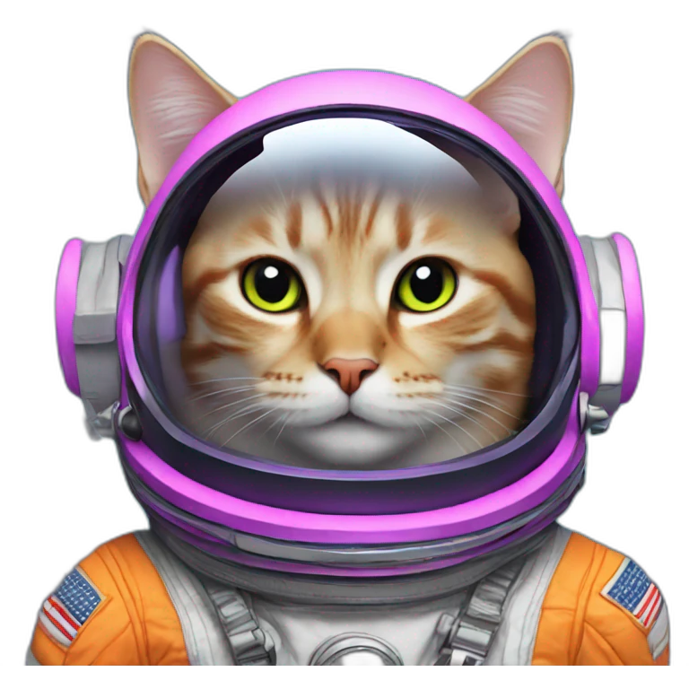 cat astronaut neon emoji