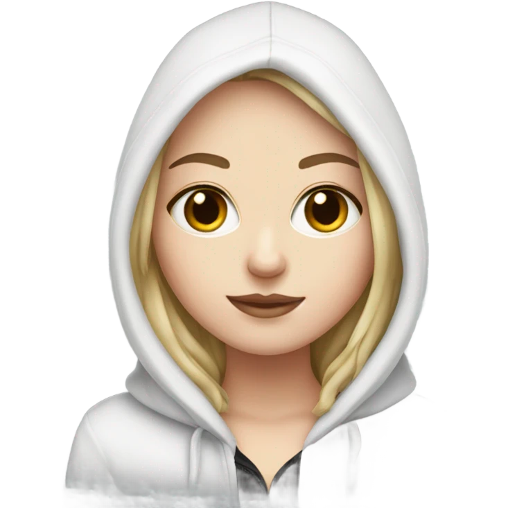 White girl with black fur hood emoji