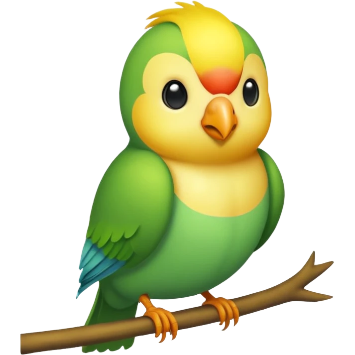 A love bird with color green and his head yellow emoji