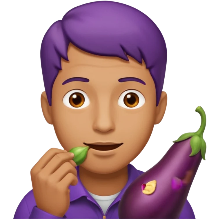 Man eating eggplant  emoji