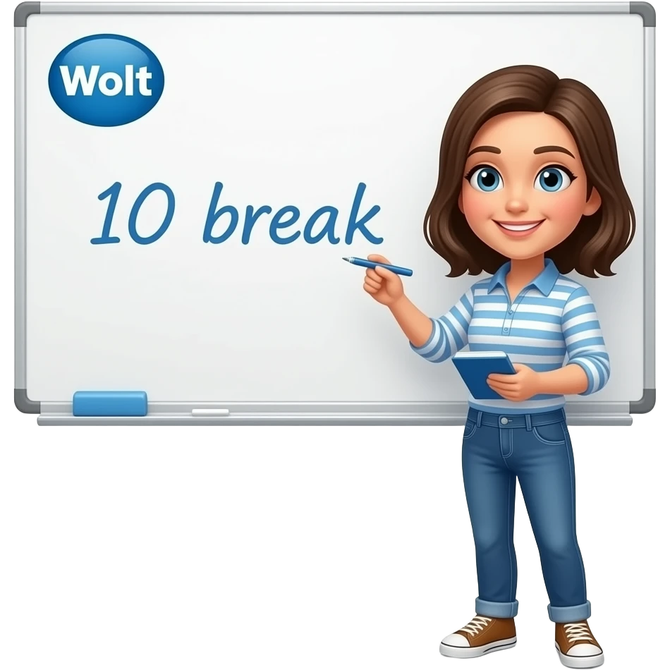 Write on 10 break, Anzhela, add blue colors WOLT emoji