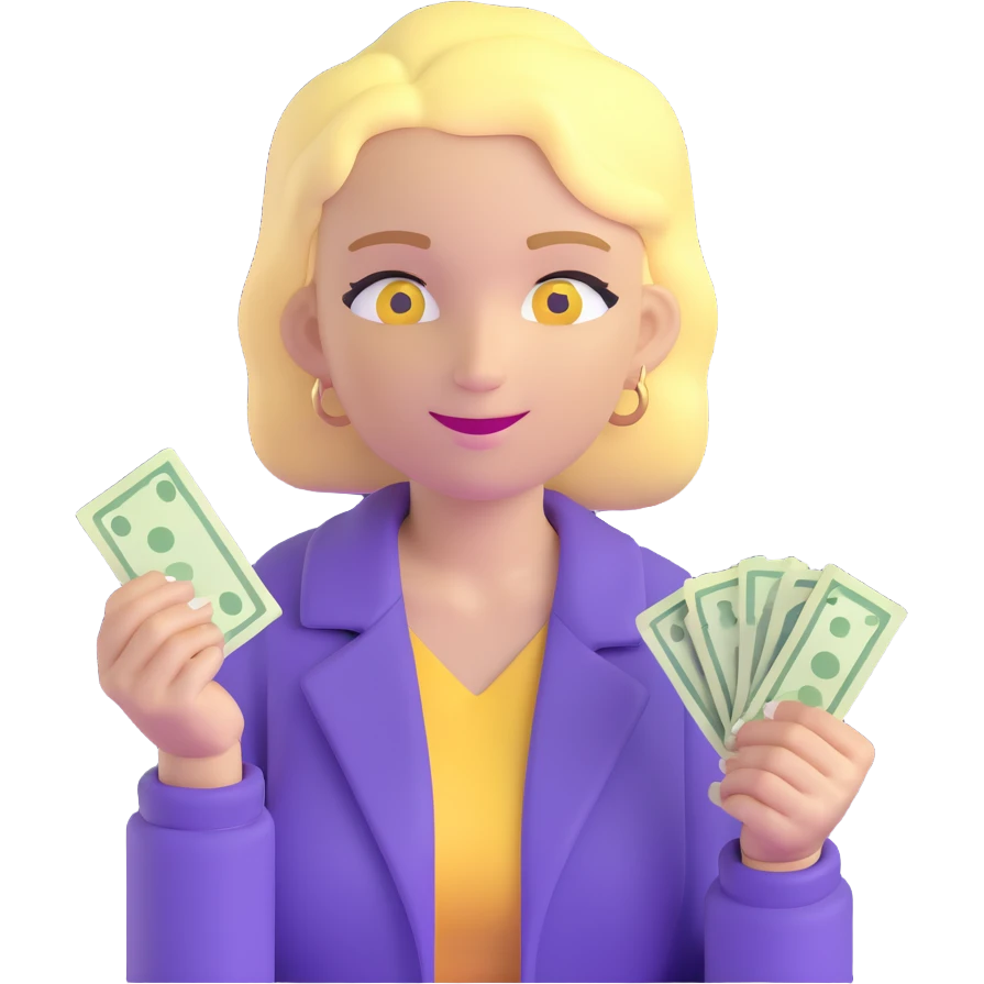 yellow skin woman counting cash emoji