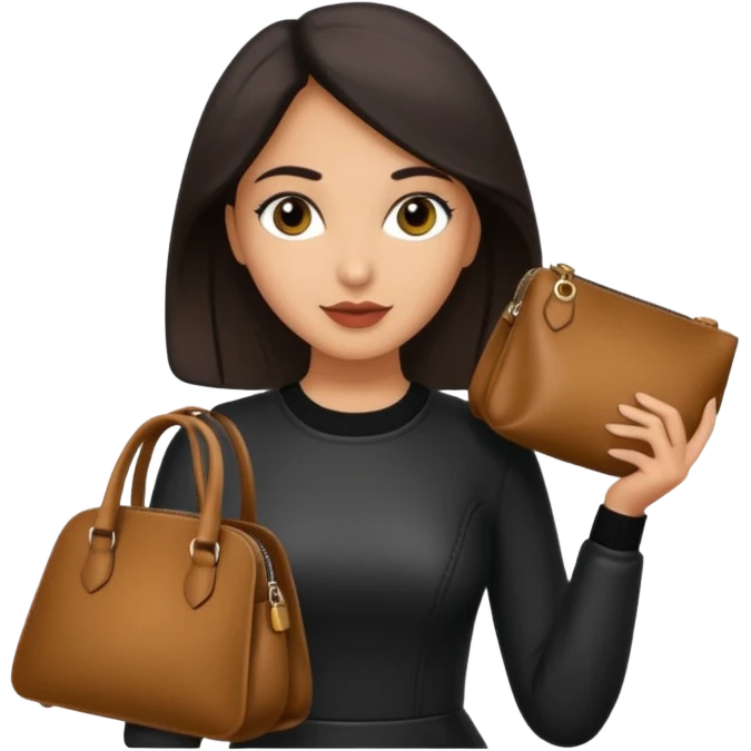 italian female with italian fashion style, holding bag emoji