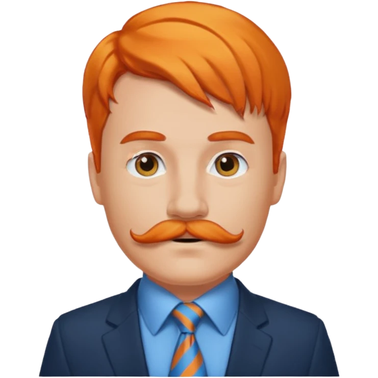 orange hair man with mustache & blue tie emoji