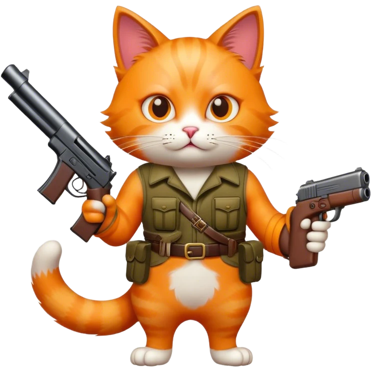 cat holding a gun  emoji