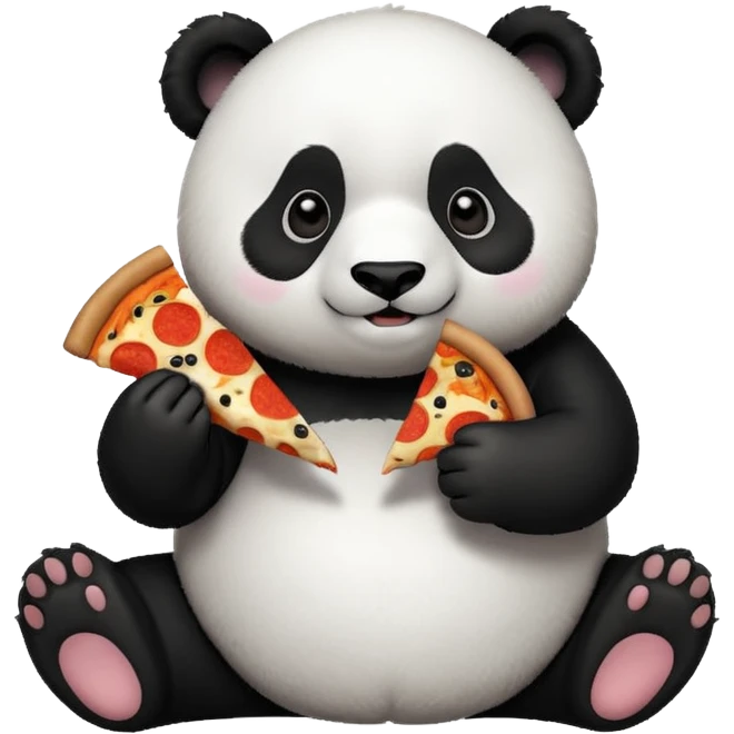Cute Panda eating pizza emoji