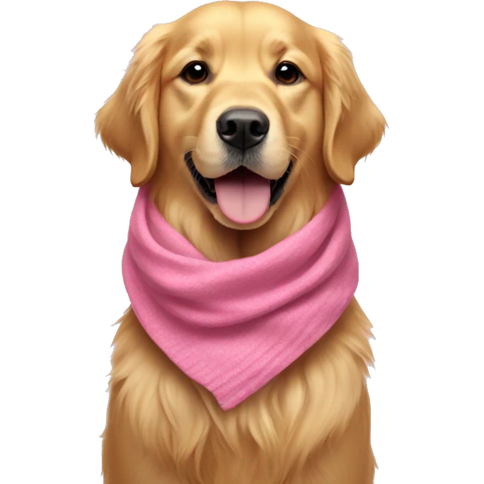 Golden retriever wearing a pink scarf  emoji