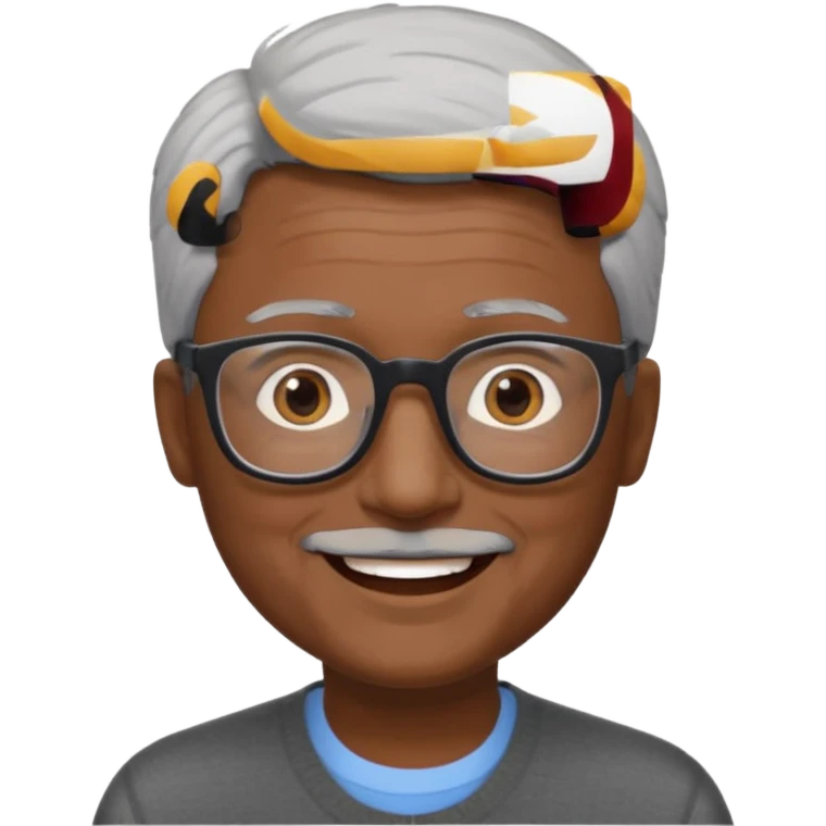 man 60 short grey hair, brown eyes small black rectangle glasses a little bit of dark sking emoji