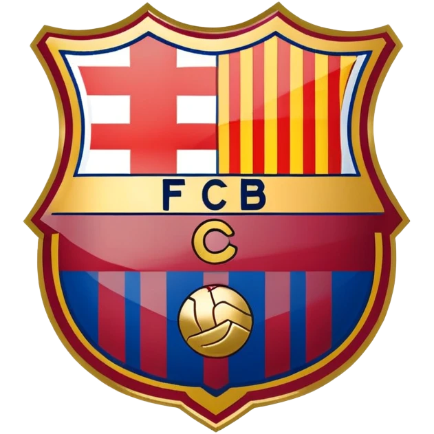 FC Barcelona logo, shield with blue and red stripes, football club emblem emoji