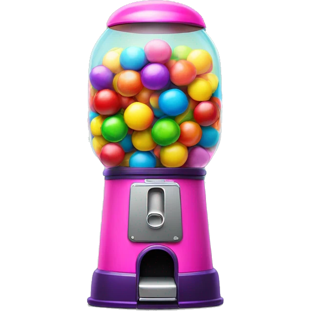 rainbow gumball machine with neon candies emoji