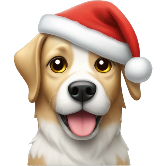 Dog with Santa hat and Christmas glassws emoji