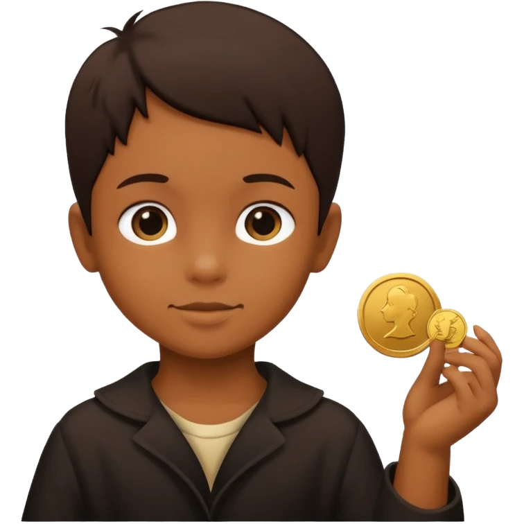 child silhouette holding a coin emoji