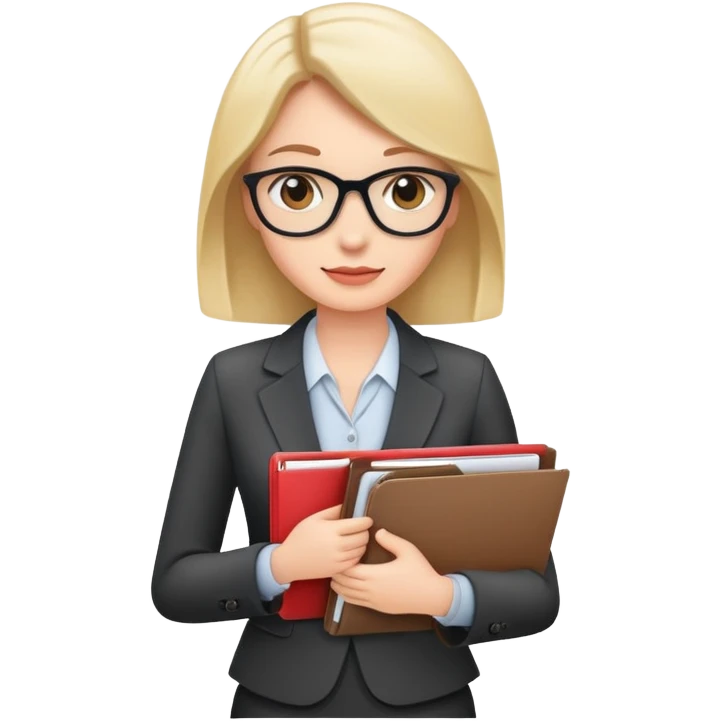 business woman with file folder and documents emoji