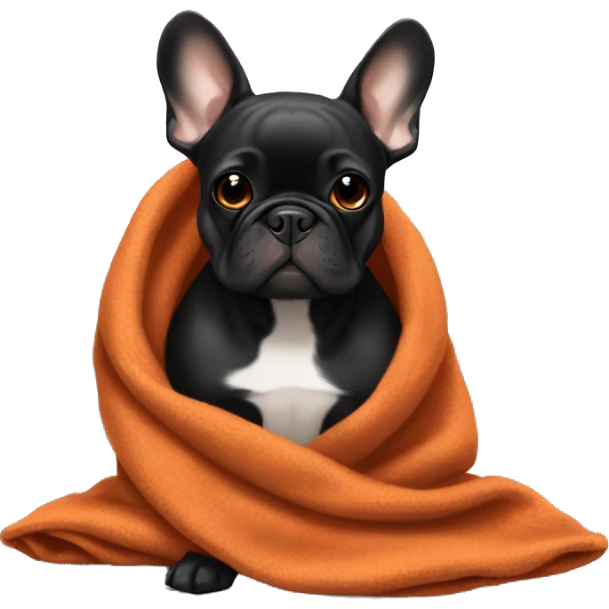 Black and tan frenchie with burnt orange blanket  emoji
