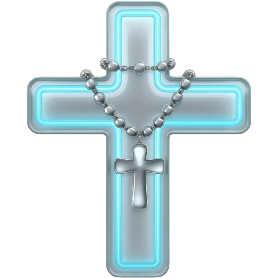 cruz sagrada silver vidro neon com rosário silver vidro neon emoji