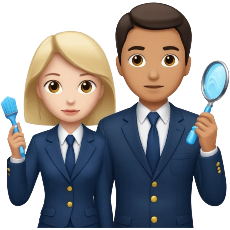 detective man interviewing cleaning girl  emoji
