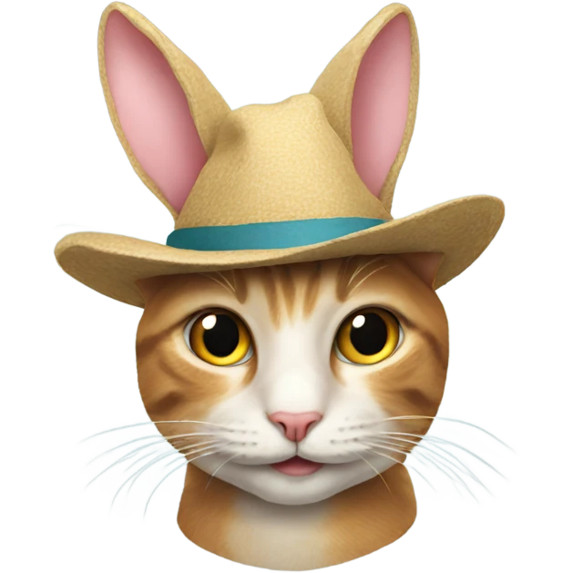 A cat with rabbit as a hat emoji