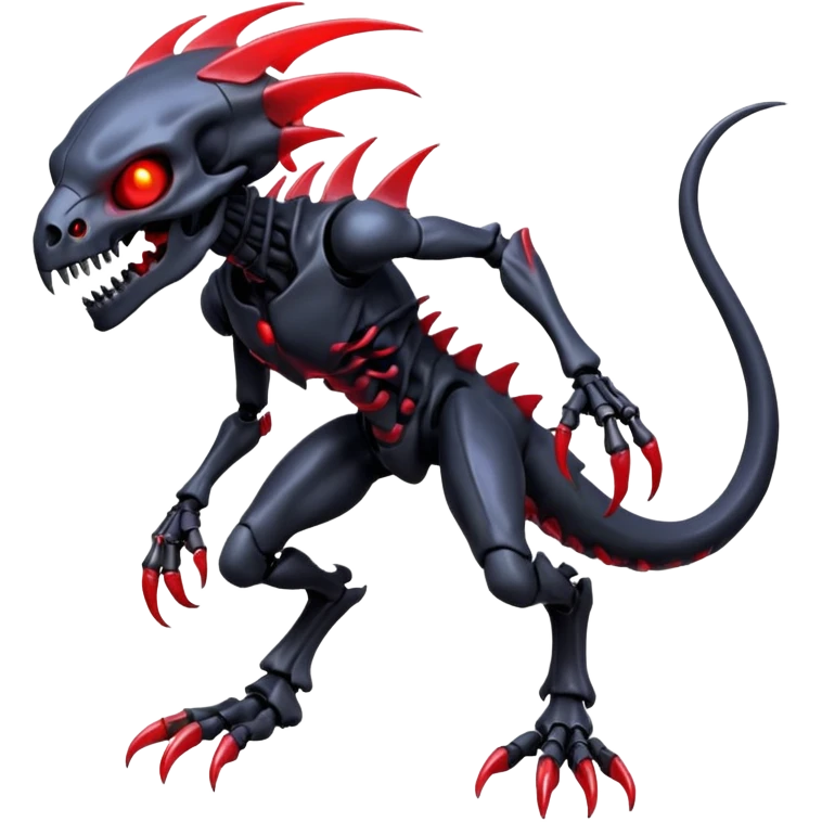 Shiny Futuristic Badass Demonic Spectral Dusky Spooky Skull-faced Cool Hot Stylish Handsome Alien-Salandit-Darkrai-Genesect-Fakémon-fusion (full body) emoji