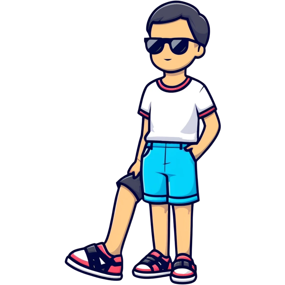 tropical bermuda shorts and fashionable sunglasses for summer emoji