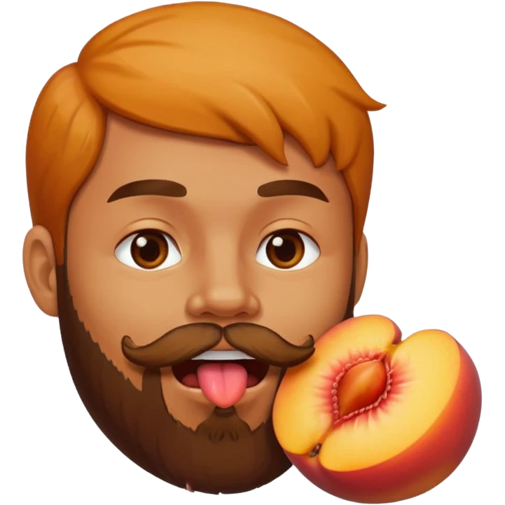 Man with beard licking peach emoji