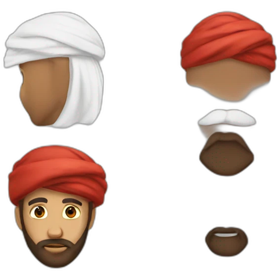 Arab red white turban and brown beard emoji
