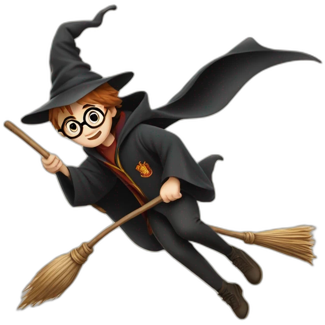 Harry Potter flying on broom emoji