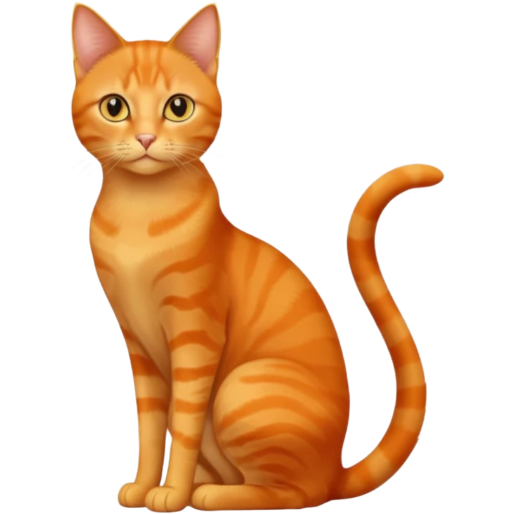 full body solid orange domestic shorthair slim cat with yellow/orange eyes sitting emoji