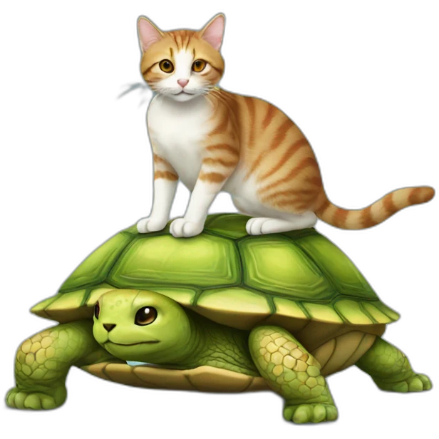 cat on turtle emoji