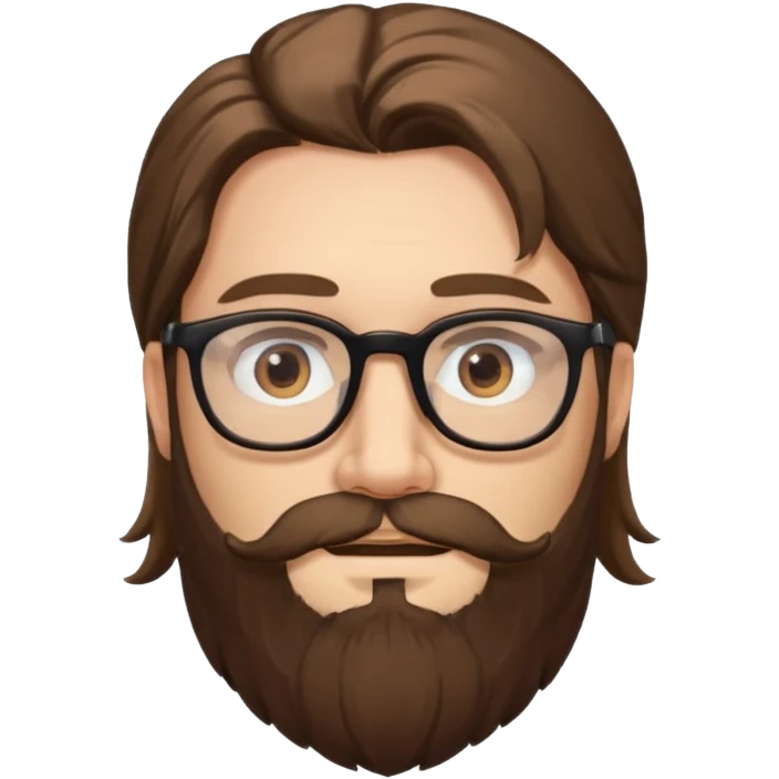bearded long haired man with eyeglasses emoji