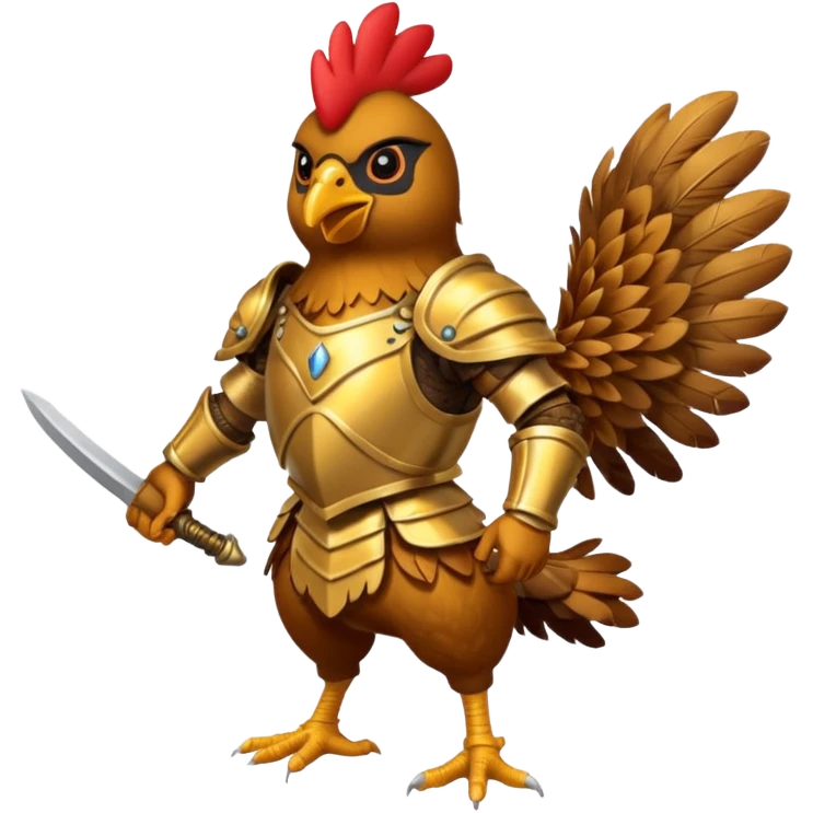 chicken warrior with hood, gold emoji