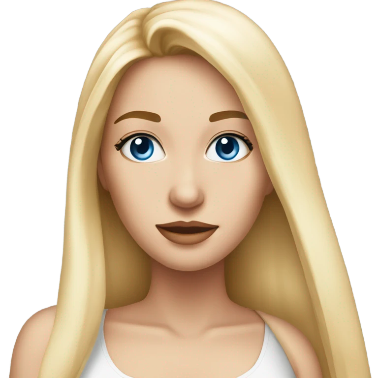 beautiful woman, long straight blonde hair, blue eyes, white tank top  emoji