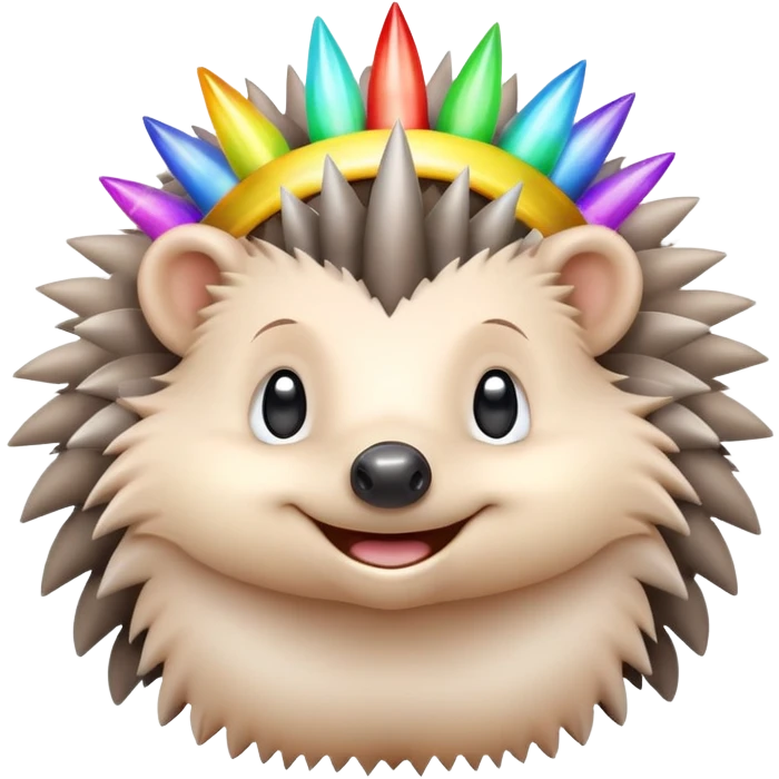 Hedgehog with cloud-like spikes and rainbow halo emoji